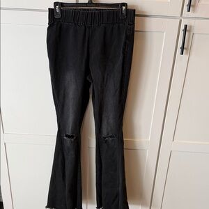 Black Distressed Flare Jeans